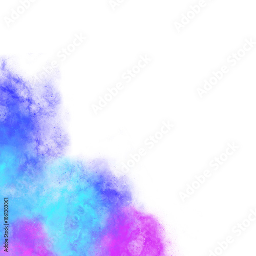Blue and Purple Color Powder Cloud Overlay Isolated on Transparent Background