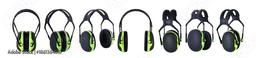 A set of protective sound-proofing headphones for pilots on an isolated background.
