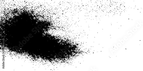 Abstract grunge design featuring dark black ink splat textures with paint spray drips and artistic liquid splatter elements on a dirty stained vector background border