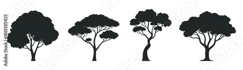 Varied Tree Silhouettes Collection for Eco-Friendly Graphic Design and Nature-Inspired Concepts