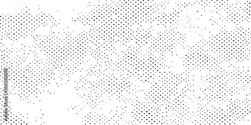 Seamless blue grunge vector background with a geometric halftone dot pattern and decorative pixel mosaic elements featuring a light digital style with ample place for text