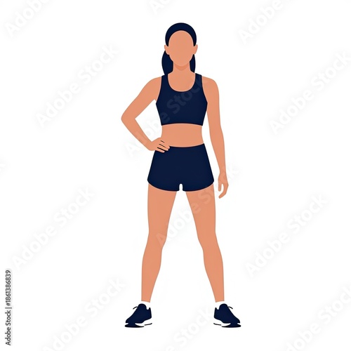 Fit Woman Standing Confidently in Athletic Wear.