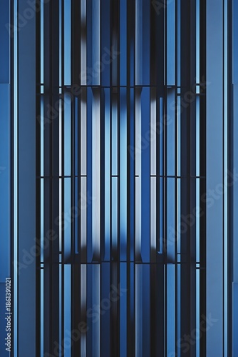 Wallpaper Mural Abstract blue futuristic tunnel with glowing light lines and geometric panels Torontodigital.ca