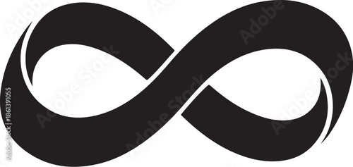 Elegant black infinity symbol on white background
