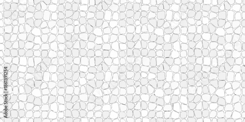A seamless texture of irregular light gray stone pebbles arranged closely together