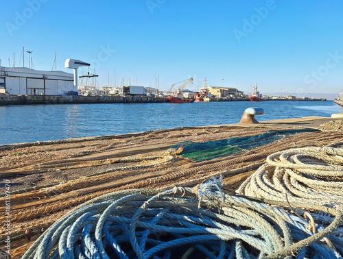 Photography glimpse of the port at the mouth of the river on a clear day