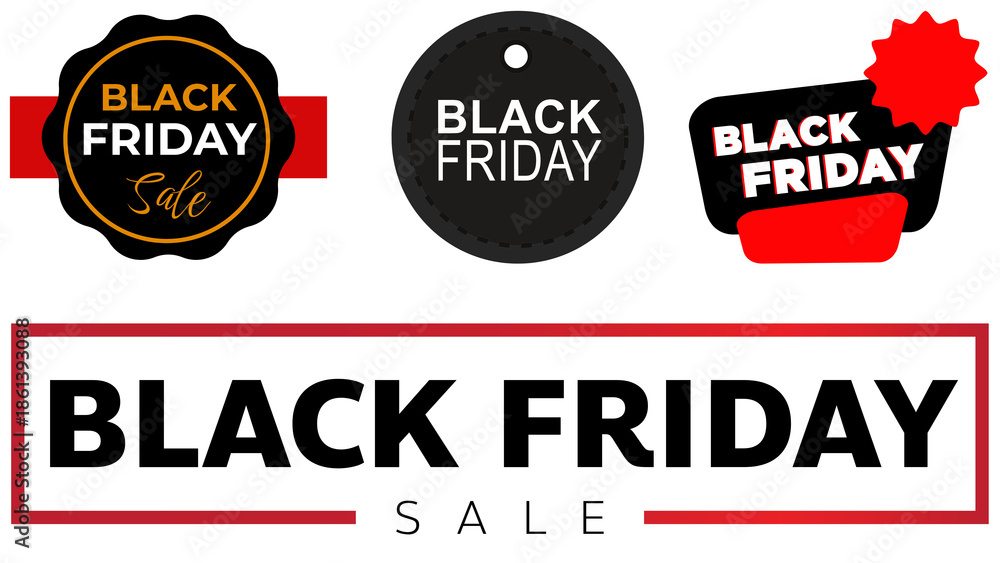 Obraz premium Black Friday Sale Badges isolated on a transparent background