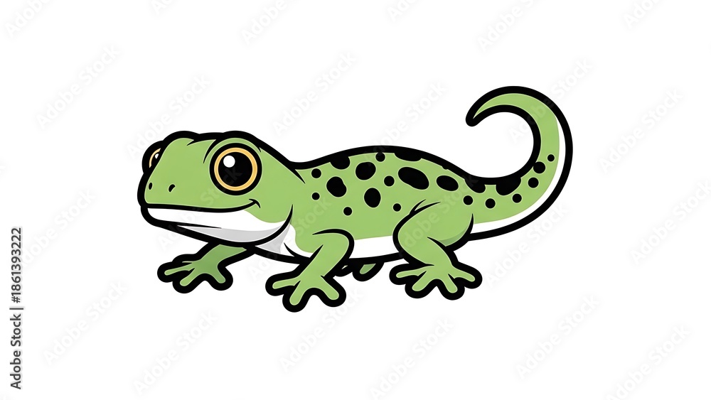 Fototapeta premium Green Cartoon Frog Illustration Isolated White.