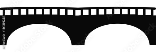 Bridge icon collection with diverse architectural styles, suspension and railway bridge
 silhouettes.