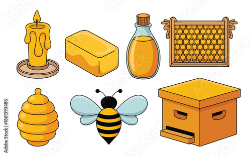Artistic Collection of Honey Based Products including Candle Soap and Hive