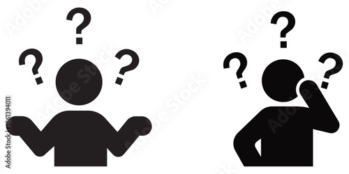 Curious Human Icon Vector in Flat Minimal Style, Black and White Line Symbol for Web, App and 
Infographic Design