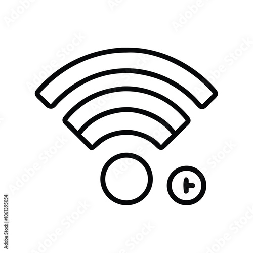 Wireless Wi-Fi Connection Icon with Signal Strength Black Line Art Outline for Internet Technology