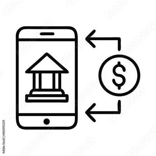 Mobile Banking and Money Transfer Icon Showing Digital Financial Transactions via Smartphone App