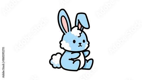 Cute Cartoon Bunny Illustration Sitting Down.