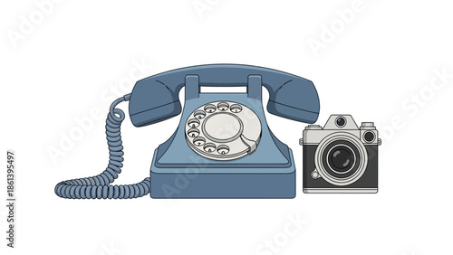 Vintage Rotary Phone and Camera Duo