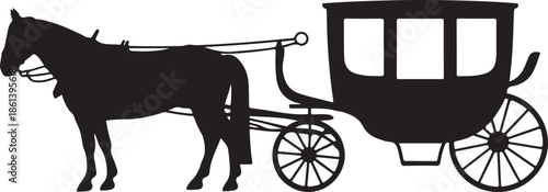 horse drawn carriage on white background