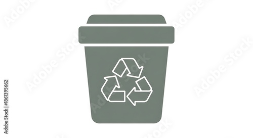 Recycling Bin with Recycling Symbol Icon.