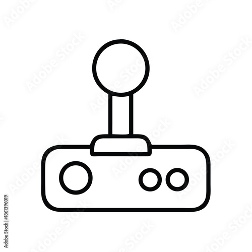 Retro video game controller or joystick icon in minimalist hand-drawn line art