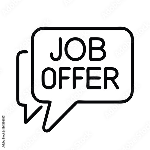 Job offer announcement in speech bubble icon representing recruitment and hiring