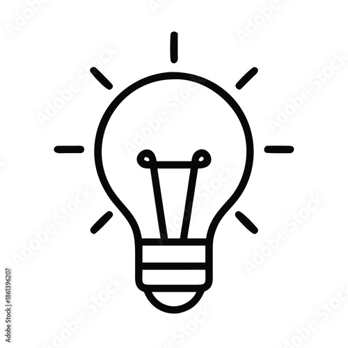 Modern Lightbulb Filament Design for Innovation and Solution Icon