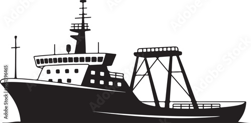 Iceboat solid icon, World snow day concept, ice breaker ship sign. Vector black silhouette. with white background