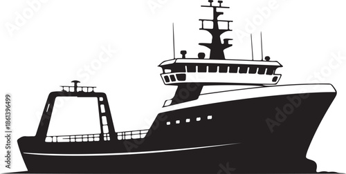 Iceboat solid icon, World snow day concept, ice breaker ship sign. Vector black silhouette. with white background