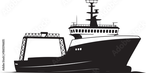 Iceboat solid icon, World snow day concept, ice breaker ship sign. Vector black silhouette. with white background