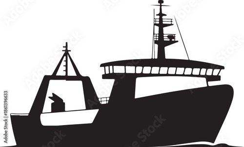 Iceboat solid icon, World snow day concept, ice breaker ship sign. Vector black silhouette. with white background