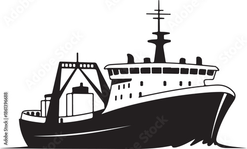 Iceboat solid icon, World snow day concept, ice breaker ship sign. Vector black silhouette. with white background