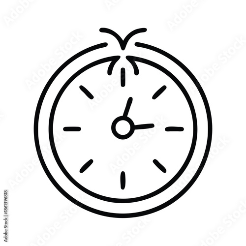 Kitchen timer or alarm clock line art icon for time management and productivity concepts