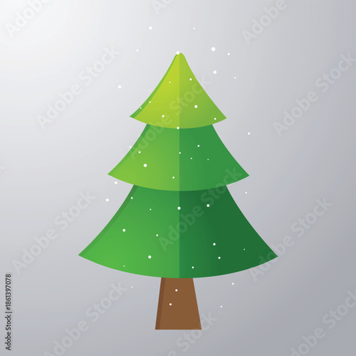 Christmas tree with snow falling on it Vector