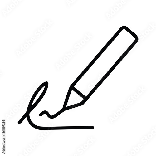 Signature Icon Showing Pen Signing a Document for Contract and Legal Agreement