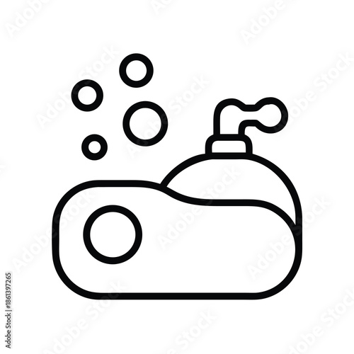 Soap and Cleaning Supplies Icon with Bubbles for Bath and Hygiene Products