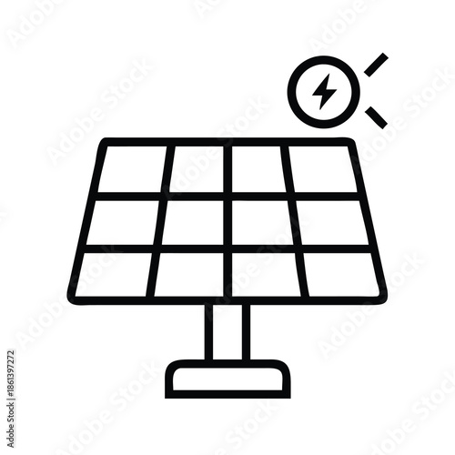 Solar Panel Energy Icon Representing Renewable Power and Ecological Sustainability