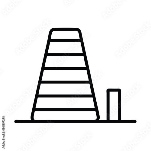 Sports training cone and marker line icon for agility drills and athletics coaching
