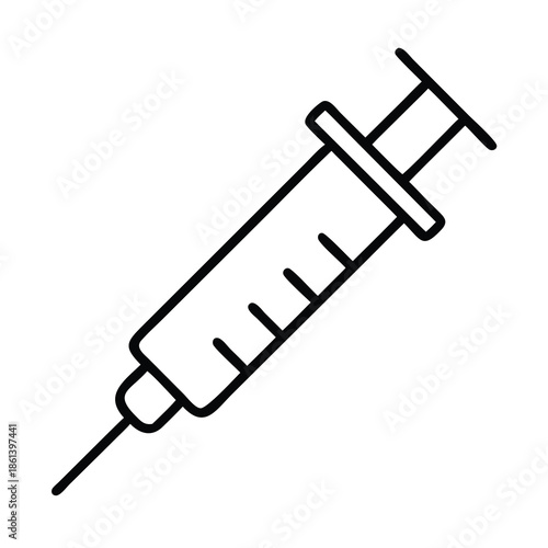 Medical syringe icon for vaccination healthcare treatment and immunisation