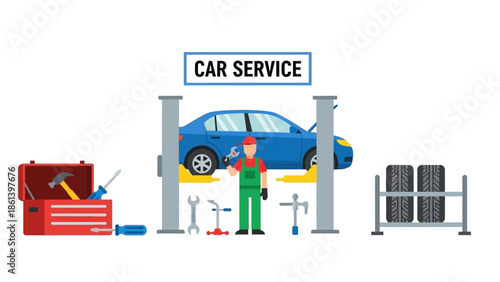 Car Service Garage Mechanic Repair Auto Workshop Station