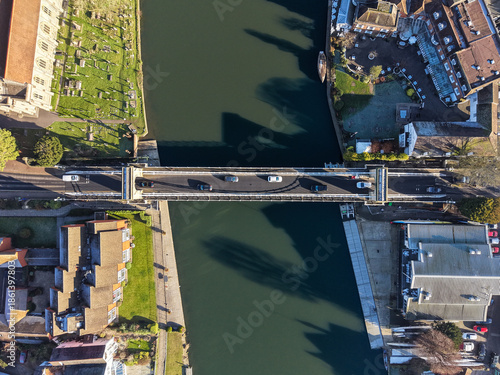 Sunny aerial capture of Marlow by the River Thames in Buckinghamshire