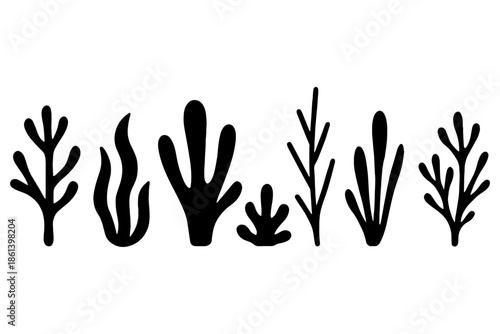 vector silhouette of Ocean Reef,
Ocean Reef Silhouette – Seaweed & Coral Vector Art