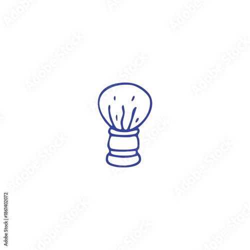 A simple outline drawing of a shaving brush, on a plain white background