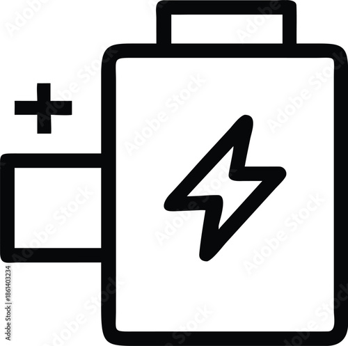 Vector outline icon of a battery with a lightning bolt