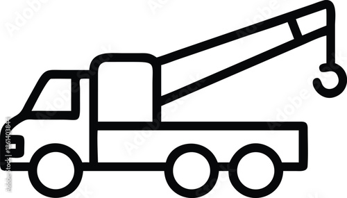 A vector outline icon of a mobile crane or boom truck.