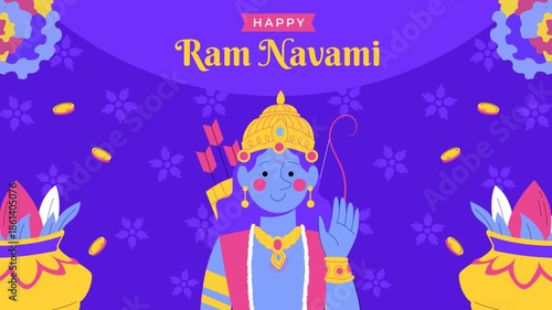 Happy Ram Navami — Lord Rama Festival Illustration Greeting Background