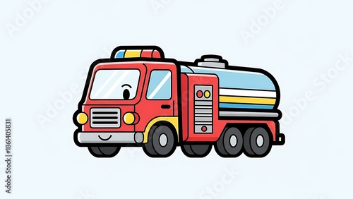 Wallpaper Mural Cartoon Fuel Truck Illustration on White. Torontodigital.ca