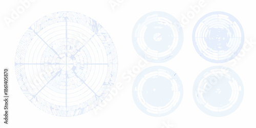 Blueprint style illustrations of circular targets with crosshairs and rings