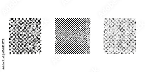 Three grayscale textured rectangles on a black background demonstrating varying densities