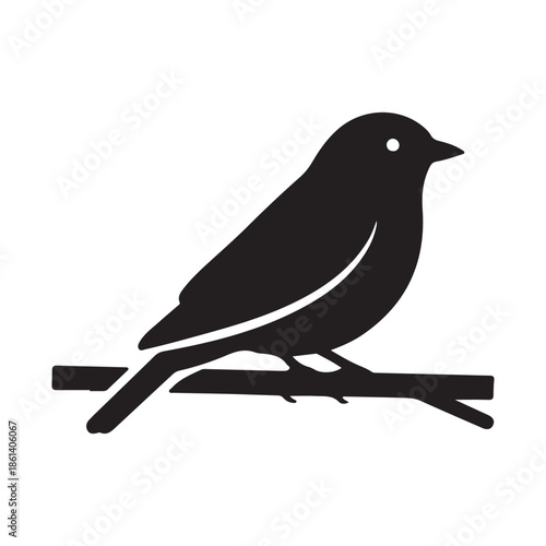 Bird Silhouette Perched on Branch Nature Illustration