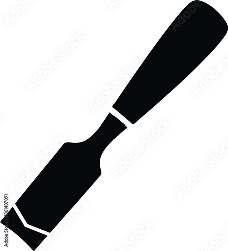 Black Silhouette Vector Graphic of Paintbrush with White Highlights on Handle, Perfect for Artistic Designs