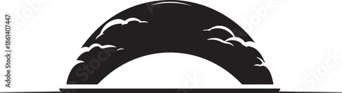 Black silhouette of a rising sun