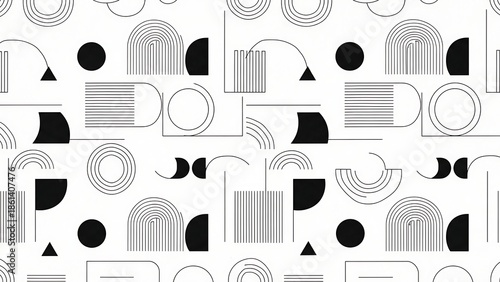 Wallpaper Mural Geometric Shapes Pattern Black White Design. Torontodigital.ca